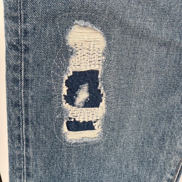 J Crew Blue Denim Straight Leg Slouchy Boy Friend Hi Rise Distressed Jeans 27 - Picture 4 of 15